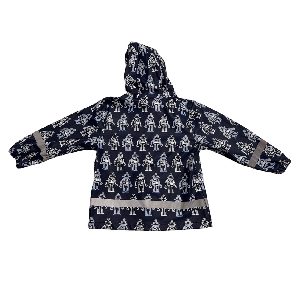Kids Navy Robot Print Raincoat Hooded Waterproof Jacket Size 92 - Picture 10 of 16